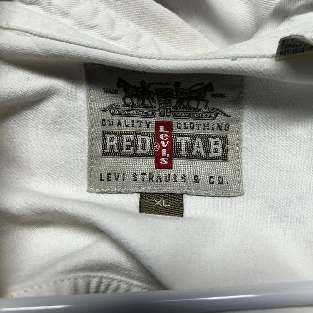 Levi’s Red Tab White Button Front Work Shirt Men’s XL 100% Cotton Long Sleeve